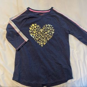 3/4 sleeve gold heart tshirt